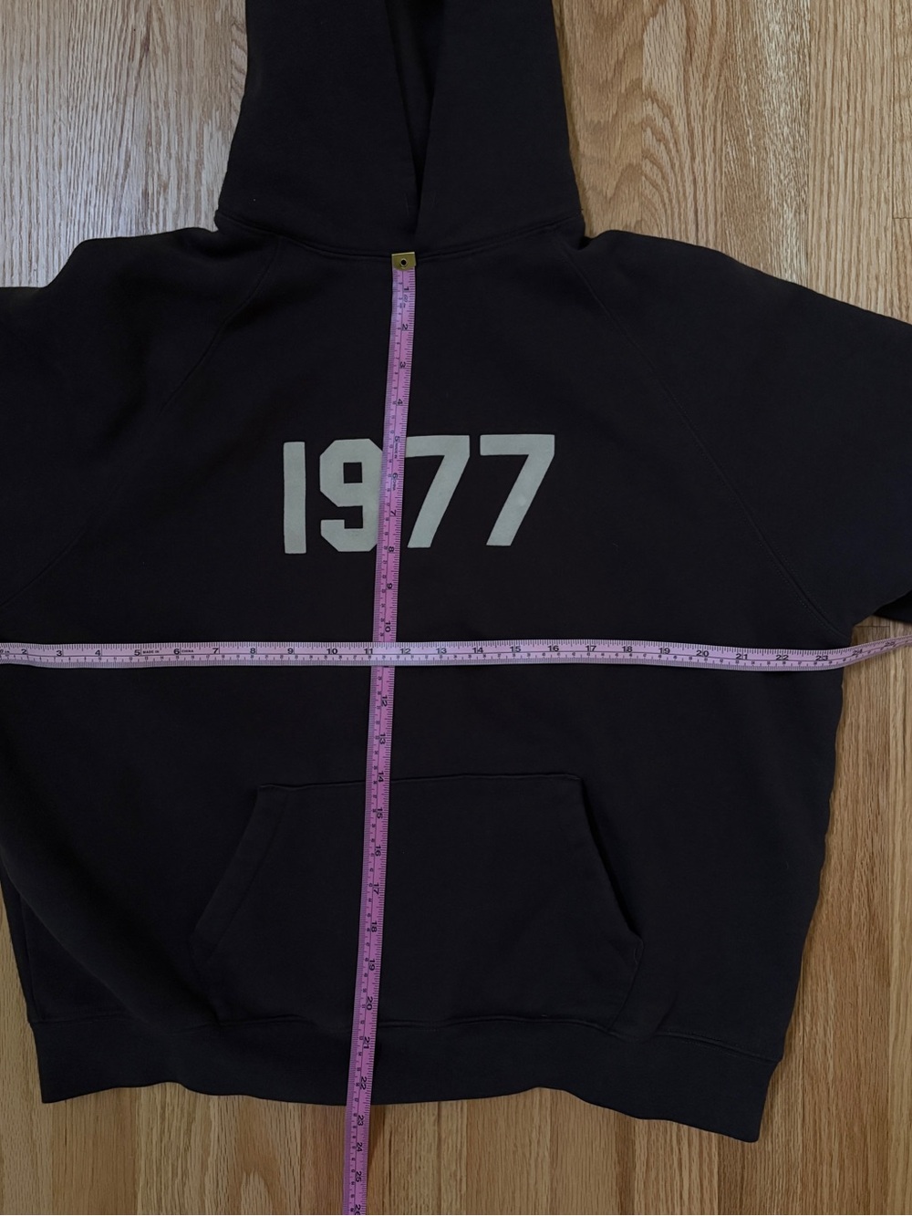 Essentials Black Hoodie with '1977' White Graphic - Picture 8 of 9